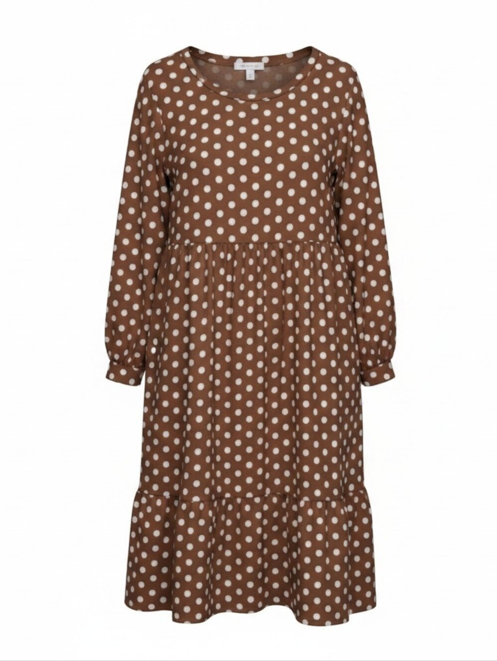 Joe Fresh Shay Midi Tiered Soft Fleece Brown Polka-dot Prairie Dress size Large